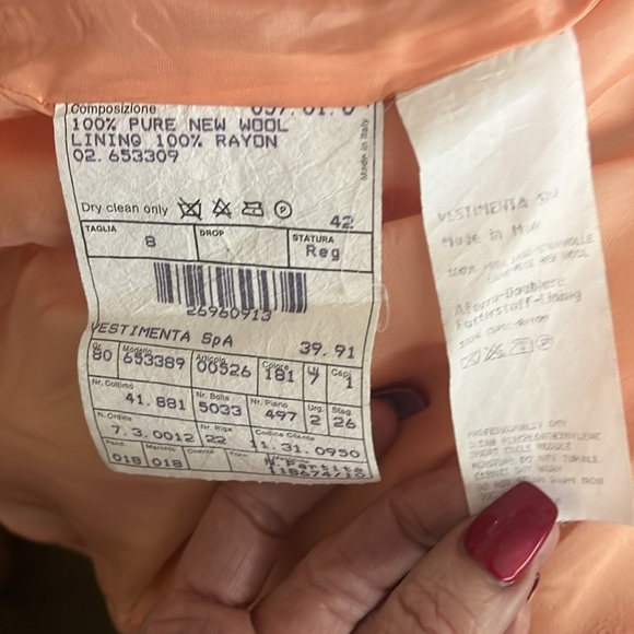 90s Giorgio Armani Peach Wool Blazer Jacket, EU 42 Excellent Vintage Condition - Picture 7 of 8